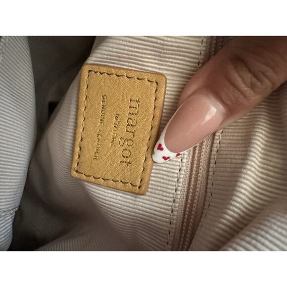 Margot New York handbag Leather Suede Yellowish Tan 14”w X13”H Gabi Maxi boho - Picture 7 of 7